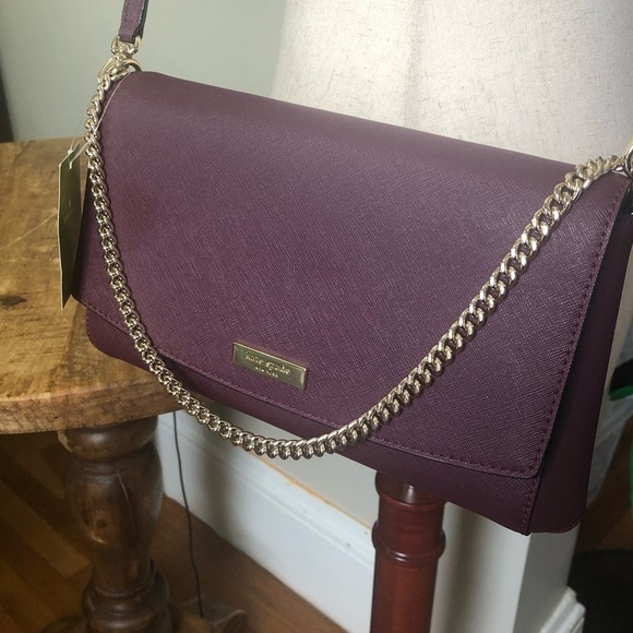 Kate Spade Deep plum Laurel Way leather crossbody, brand new with tag - Picture 2 of 15